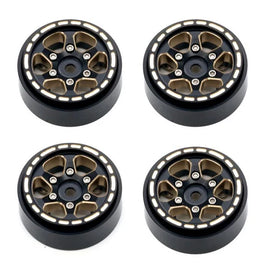1.0" 1/24 Black Brass Beadlock Wheels PHBSCX24110