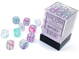 Chessex 12mm D6 Set Dice 36 Count Nebula Wisteria White Luminary CHX27945