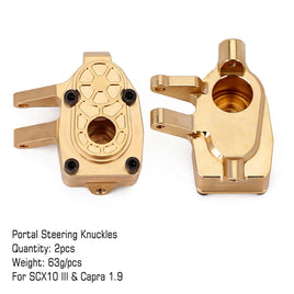 INJORA Heavy Duty Brass Portal Steering Knuckle for Axial SCX10 III Capra 1.9 INJSCX10-3-3