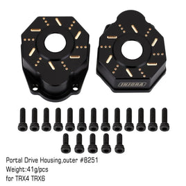 INJORA 49g/pcs Black Brass Outer Portal Drive Housing #8251 for TRX-4 TRX-6 INJTRX4-8251D-BK