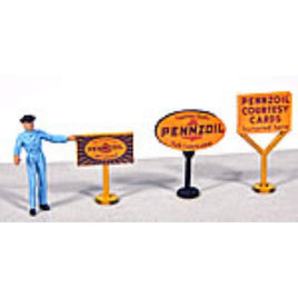 JL Innovative 473 - Vintage Gas Station Curb Signs Pennzoil - HO Scale