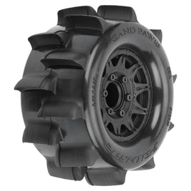 Pro-Line Racing - Sand Paw HP BELTED 2.8" Sand Truck Tires Mounted on Raid Black 6x30 Removable Hex (12mm & 14mm) Wheels (2)