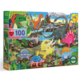eeBoo Land of Dinosaurs 100 Piece Jigsaw Puzzle