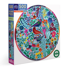 eeBoo Four Birds Round 500 Piece Jigsaw Puzzle