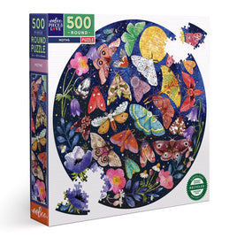 eeBoo Moths 500 Piece Round Jigsaw Puzzle