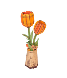 Robotime Rowood Orange Tulip Wooden Bloom Craft