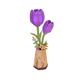 Robotime Rowood Purple Tulip Wooden Bloom Craft