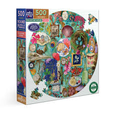 eeBoo Collecting Nature 500 Piece Round Jigsaw Puzzle