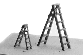 Scale Structures 2471 HO Miniature Tools -- 6' Wooden Stepladder pkg(2)