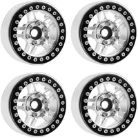 Powerhobby - B4 Aluminum 1.9 Beadlock Wheels 9mm Hubs, Silver, for 1/10 Rock Crawler, 4pcs