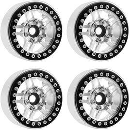 Powerhobby - B4 Aluminum 1.9 Beadlock Wheels 9mm Hubs, Silver, for 1/10 Rock Crawler, 4pcs
