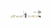 Shepherd w/Sheep w/Sound Module, Speaker & Figures -- 1 Shepherd, 1 Dog, 7 Sheep
