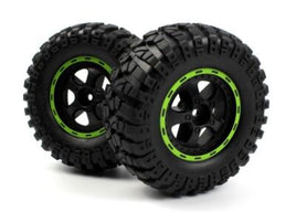 BlackZon Smyter Desert Wheels/Tires Assembled (Black/Green) BZN540183
