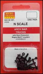 Arch Bar Trucks with  short extension couplers 1 part (1010)