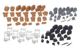 Suitcases, Packs and Baggage Trolleys  86-Piece Set (brown, black, gray, silver)