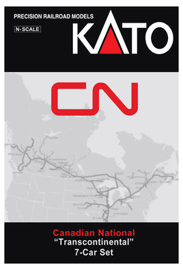 Canadian National (1960s; black, white, red; CN Noodle Logo) CN Transcontinental 7-Car Passenger Set