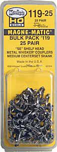 Kadee - #119-25 Bulk Pack - 25 Pairs #119 SE Shelf Whisker(R) Metal Coupler -- Medium (9/32") Centerset Shank