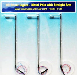 HO Street Lights - Metal Pole with Straight Arm