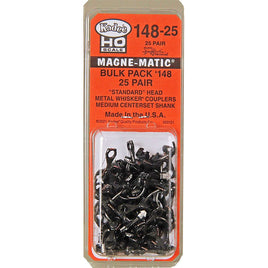 #148-25 HO Scale Bulk Pack - 25 pair #148 Whisker® Metal Couplers - Medium (9/32") Centerset Shank