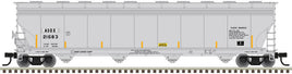 Americas Styrenics ASOX #21674 (gray, black, yellow) ACF 5800 4-Bay Plastics Covered Hopper