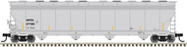 Wells Fargo Rail WFRX 877585 (gray, black, yellow) ACF 5800 4-Bay Plastics Covered Hopper