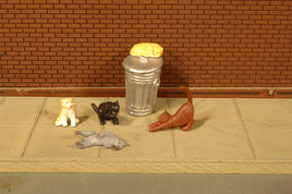 Cats with Garbage Can (6) HO Scale