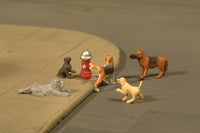 Dogs with Fire Hydrant (6) HO Scale