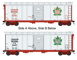 HO 40' Single-Door Steel Boxcar Ready to Run Canadian National 521497 (silver, Boxcar Red, green, Leaf Logos)