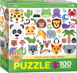 Emojipuzzle Wild Animals (100 Piece) Puzzle