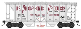 70-Ton 2-Bay Covered Hopper with Open Sides - Ready to Run -- US Phosphoric Products 2500 (gray, red, Built 6-40)