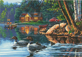 Echo Bay (Ducks, Log Cabin) Paint by Number (20"x14")