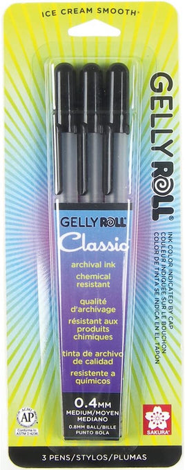 Gelly Roll Black Gel Pen Set: 3 Piece