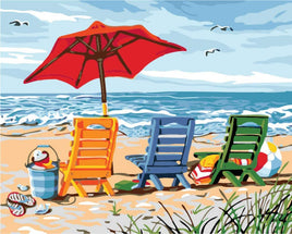 Beach Chair Trio Paint By Number (14"x11")