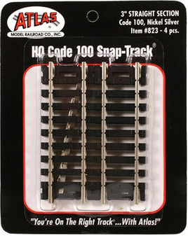 SnapTrack 3" Straight NS Code 100 (4) HO Scale ATL823