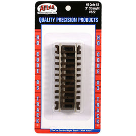 3" Straight SnapTrack (4) Code 83 HO Scale ATL522