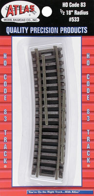 1/2 18" Raduis SnapTrack (4) Code 83 HO Scale ATL533