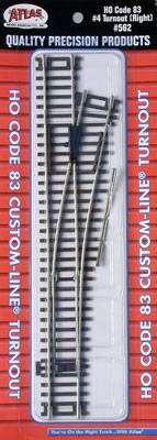 #4 Custom Right Turnout Code 83 HO Scale