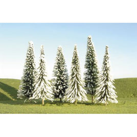 Pine Trees 5 - 6" Tall with Snow (24) SceneScapes HO Scale