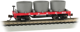 Central Pacific 213 (red) N Scale Old-Time Wood Tank Car with 3 Tanks
