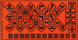 Construction Highway Signs 1950s-Present (Black, Orange) HO Scale