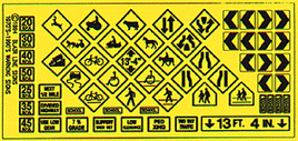Warning #1 Highway Signs 1948-Present (Black, Yellow) HO Scale