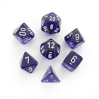 Translucent Polyhedral Purple/White 7-Die Set