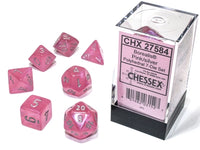 Borealis Polyhedral Pink/Silver Luminary Dice Set (7)