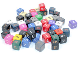 Opaque: Assorted D6 Dice (Sold Individually)