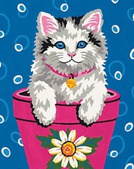 Flower Pot Kitten Paint by Number (8"x10")