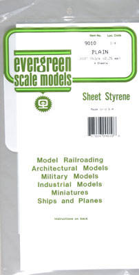 Evergreen Scale Models #9010 - .010x6x12" Plain Sheet White Styrene Plastic (Pack of 4)