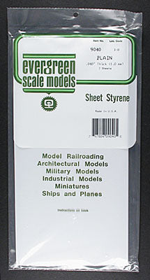 .040x6x12" Plain Sheet White Styrene Plastic (Pack of 2)
