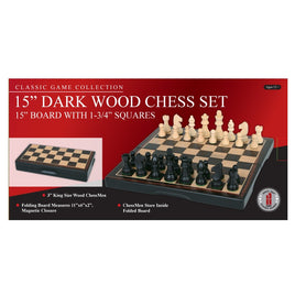 15" Dark Wood Chess Set