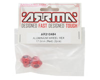 17.6mm Red Aluminum Wheel Hex (2 Pack)