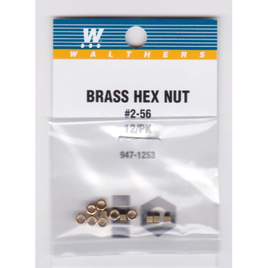 2-56 Brass Hex Nuts .072 x 1/8" (12 Pack)